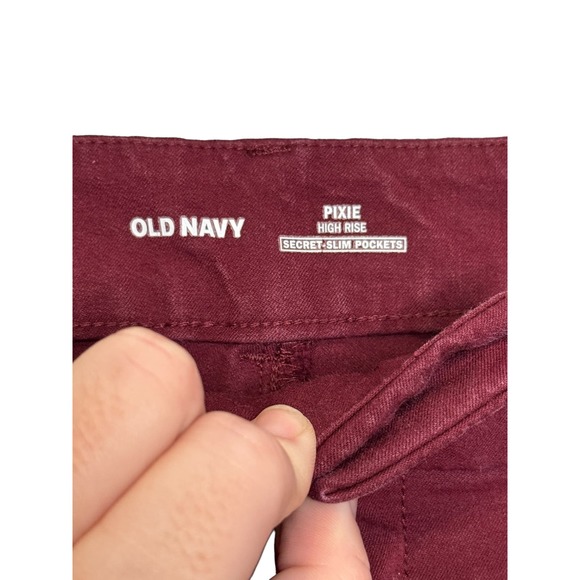 Old Navy Women's Pixie Pants Hi-Rise Skinny Chino Secret Slim Pockets Red Wine 2 - Picture 5 of 10